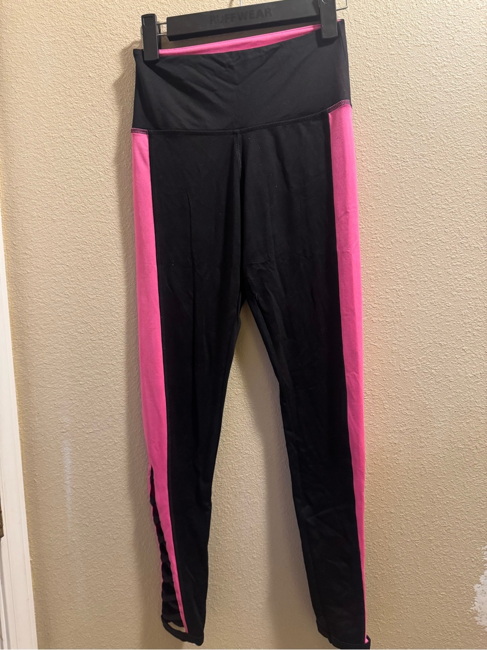 PINK Victoria's Secret Black Leggings with Hot Pink Trim